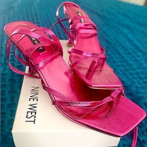 Gorgeous Ladies Nine West Strappy Dark Pink Heels 8.5M
